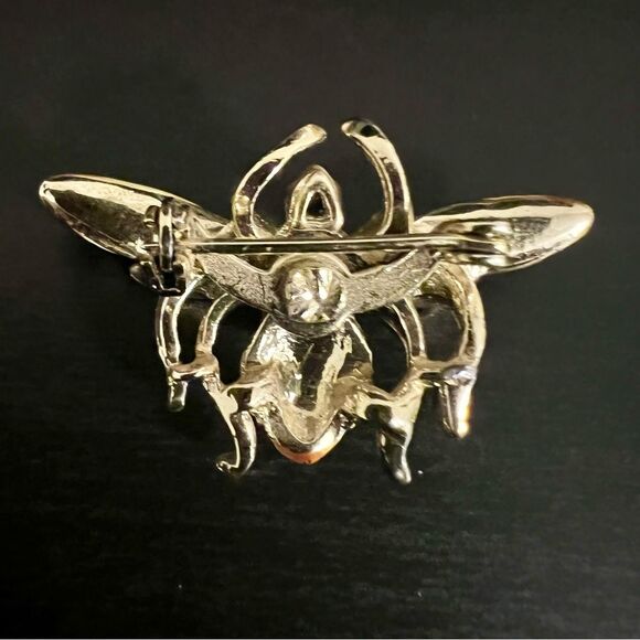 VTG Gold atone Yellow Brown Enamel Fly Bee Pin Brooch - Picture 3 of 3